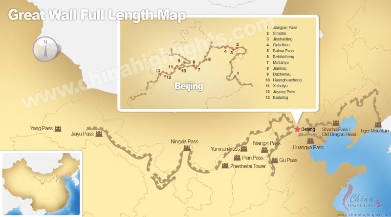 Great Wall of China Maps: 26 Location, Sections and History Maps